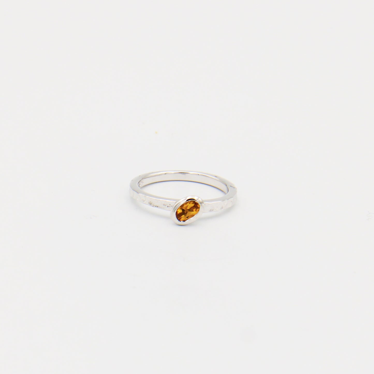 Citrine Dainty Tipped Oval Sterling Ring Size 6
