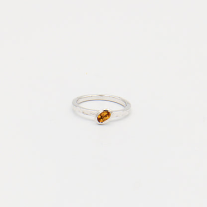 Citrine Dainty Tipped Oval Sterling Ring Size 6