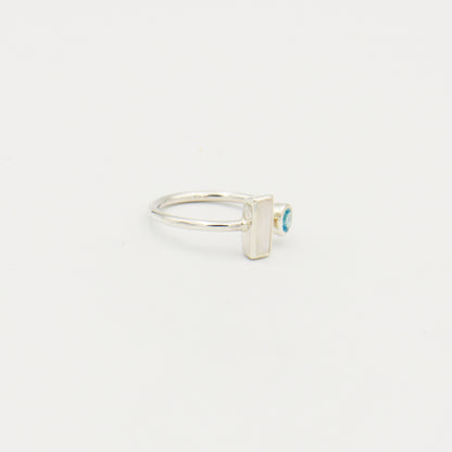 Moonstone Bar & Blue Topaz Sterling Ring