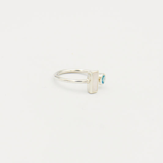Moonstone Bar & Blue Topaz Sterling Ring