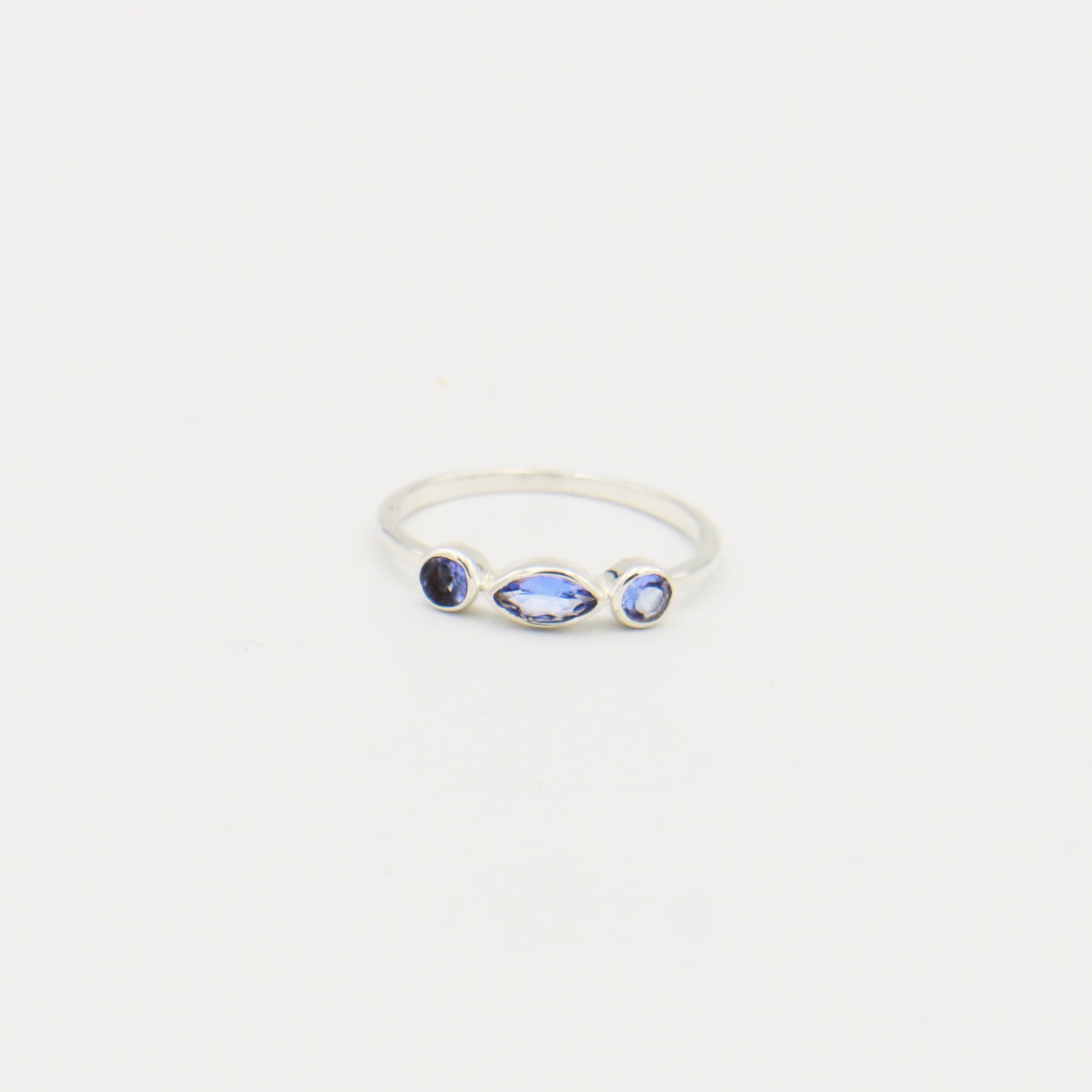 Tanzanite Triple Stone Marquise Sterling Ring