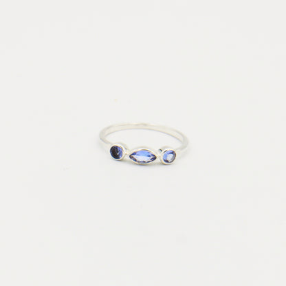 Tanzanite Triple Stone Marquise Sterling Ring