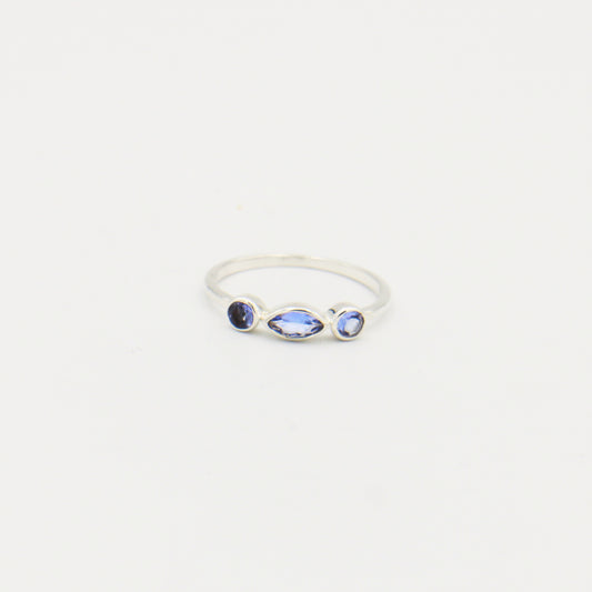 Tanzanite Triple Stone Marquise Sterling Ring