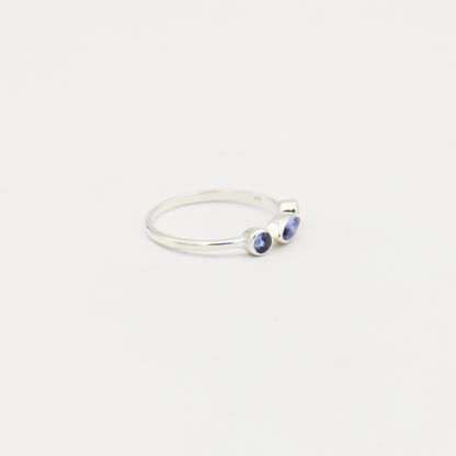 Tanzanite Triple Stone Marquise Sterling Ring