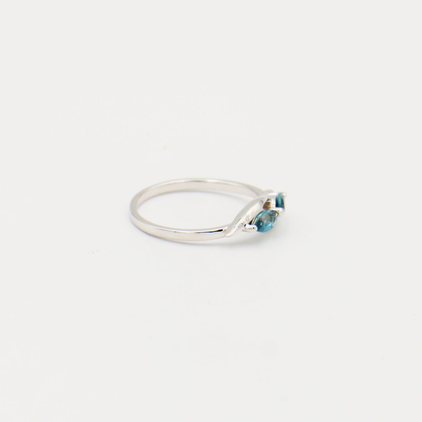 London Blue Side to Side Double Marquise Sterling Ring Size 9