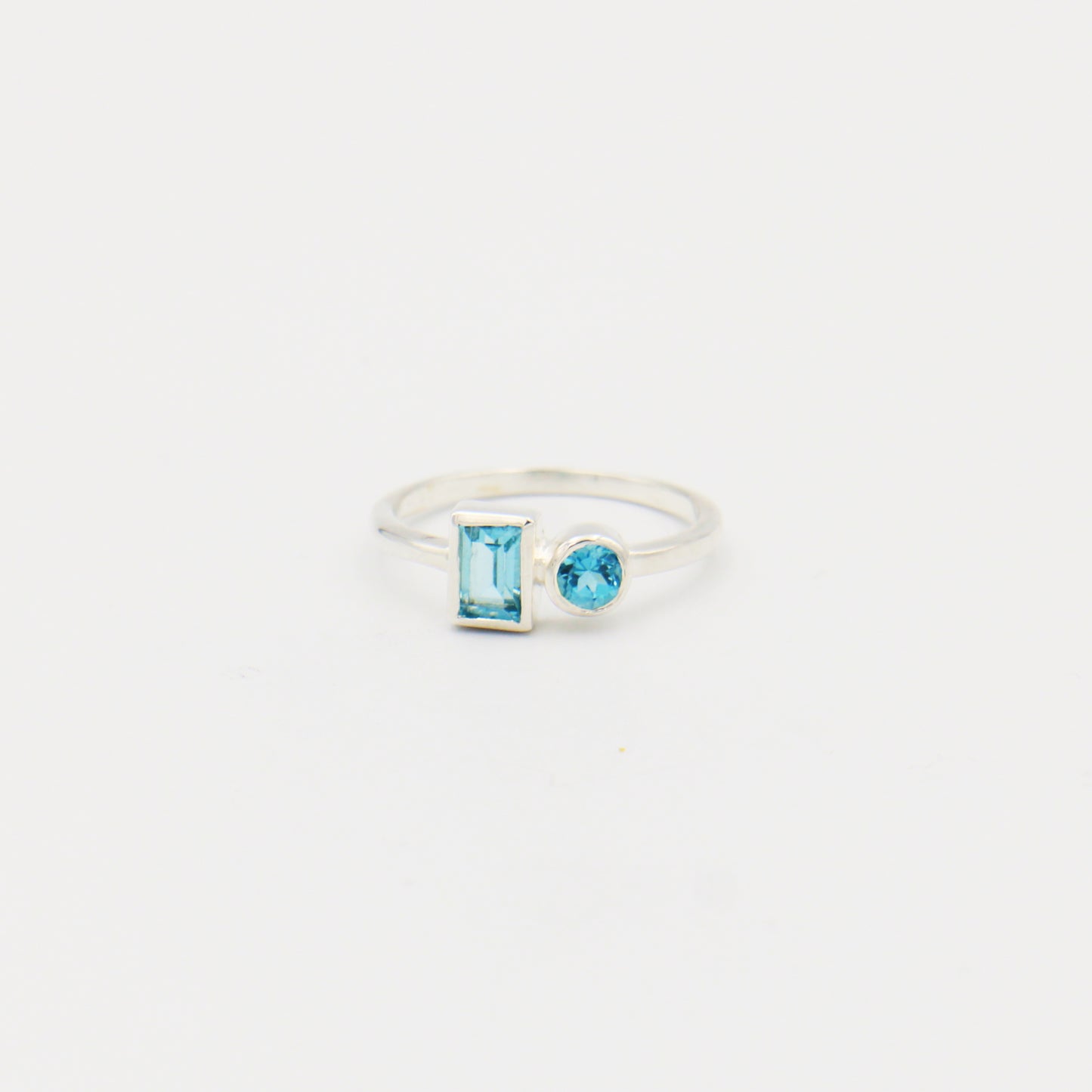 Blue Topaz Two Stone Sterling Ring