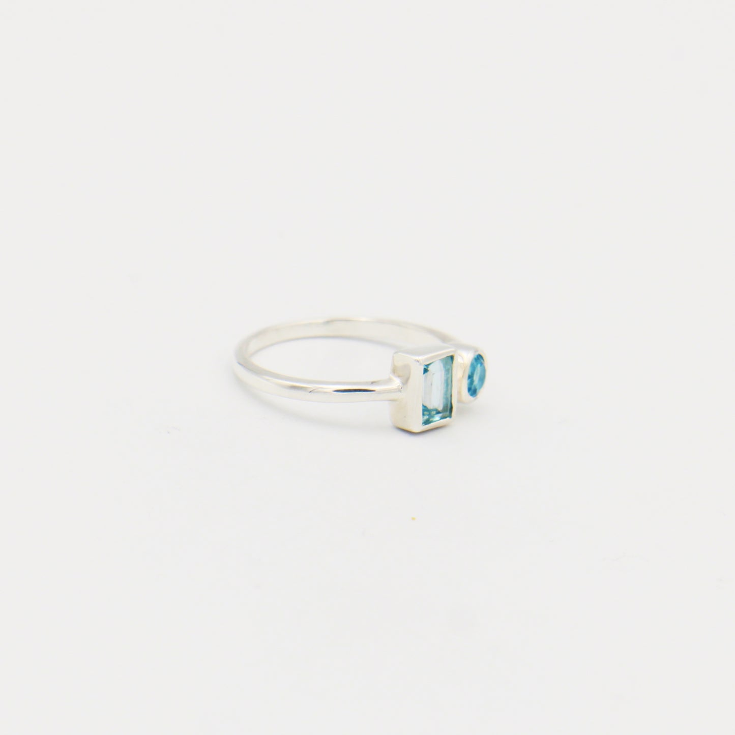 Blue Topaz Two Stone Sterling Ring