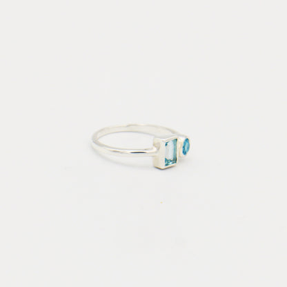 Blue Topaz Two Stone Sterling Ring