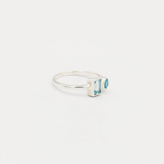 Blue Topaz Two Stone Sterling Ring
