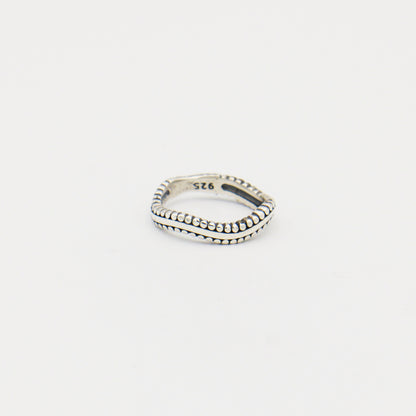 Sterling Silver Notched Wave Ring