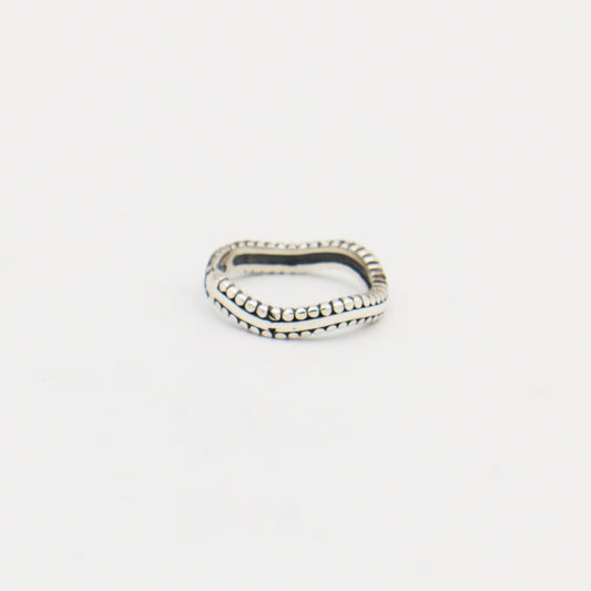 Sterling Silver Notched Wave Ring