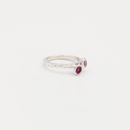 Amethyst Dainty Tipped Oval and Round Sterling Ring Size 6