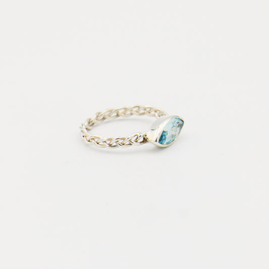 Blue Topaz Marquise Braid Ring