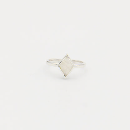 Moonstone Diamond Shaped Sterling Ring