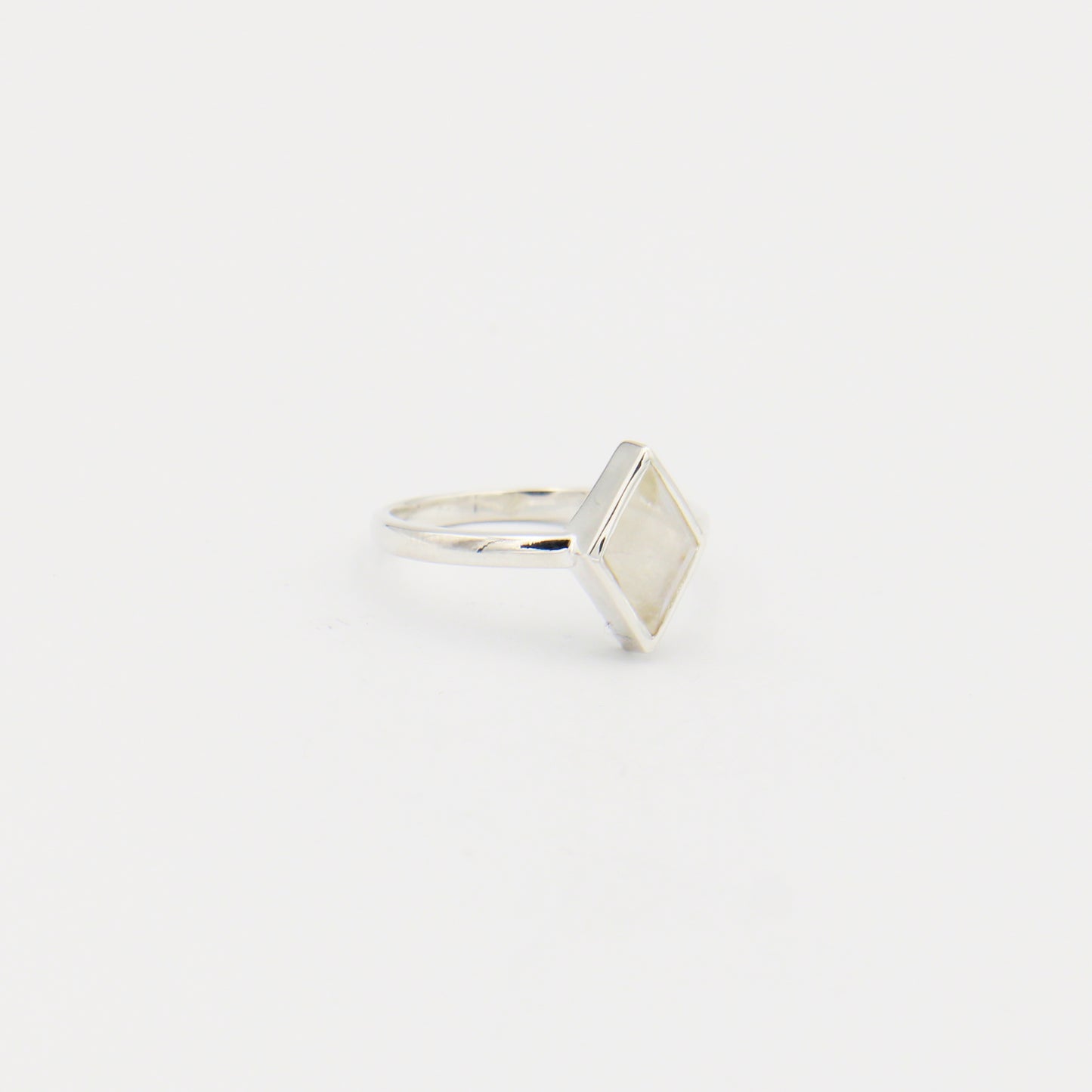 Moonstone Diamond Shaped Sterling Ring