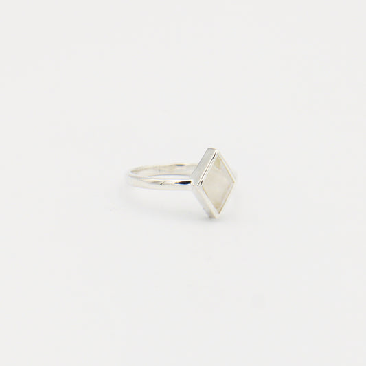Moonstone Diamond Shaped Sterling Ring