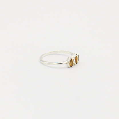 Citrine Dainty Triple Pear Sterling Ring