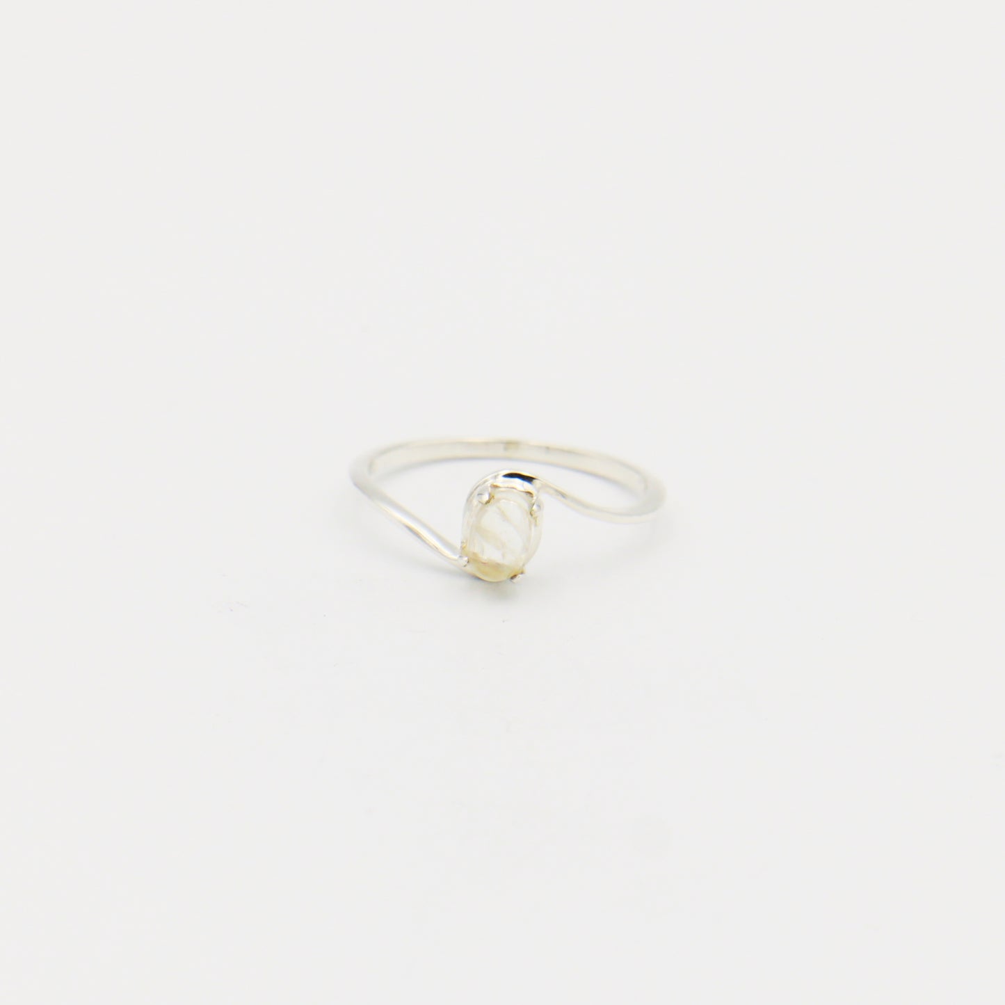 Dainty Moonstone Oval Bypass Sterling Ring