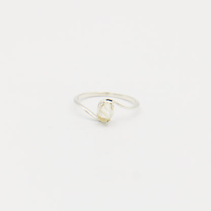 Dainty Moonstone Oval Bypass Sterling Ring