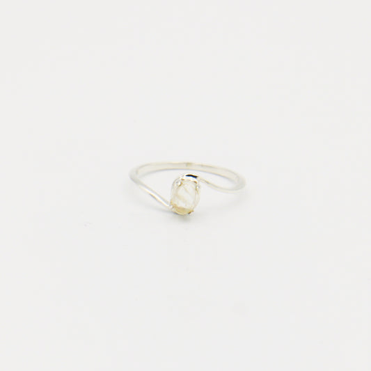 Dainty Moonstone Oval Bypass Sterling Ring