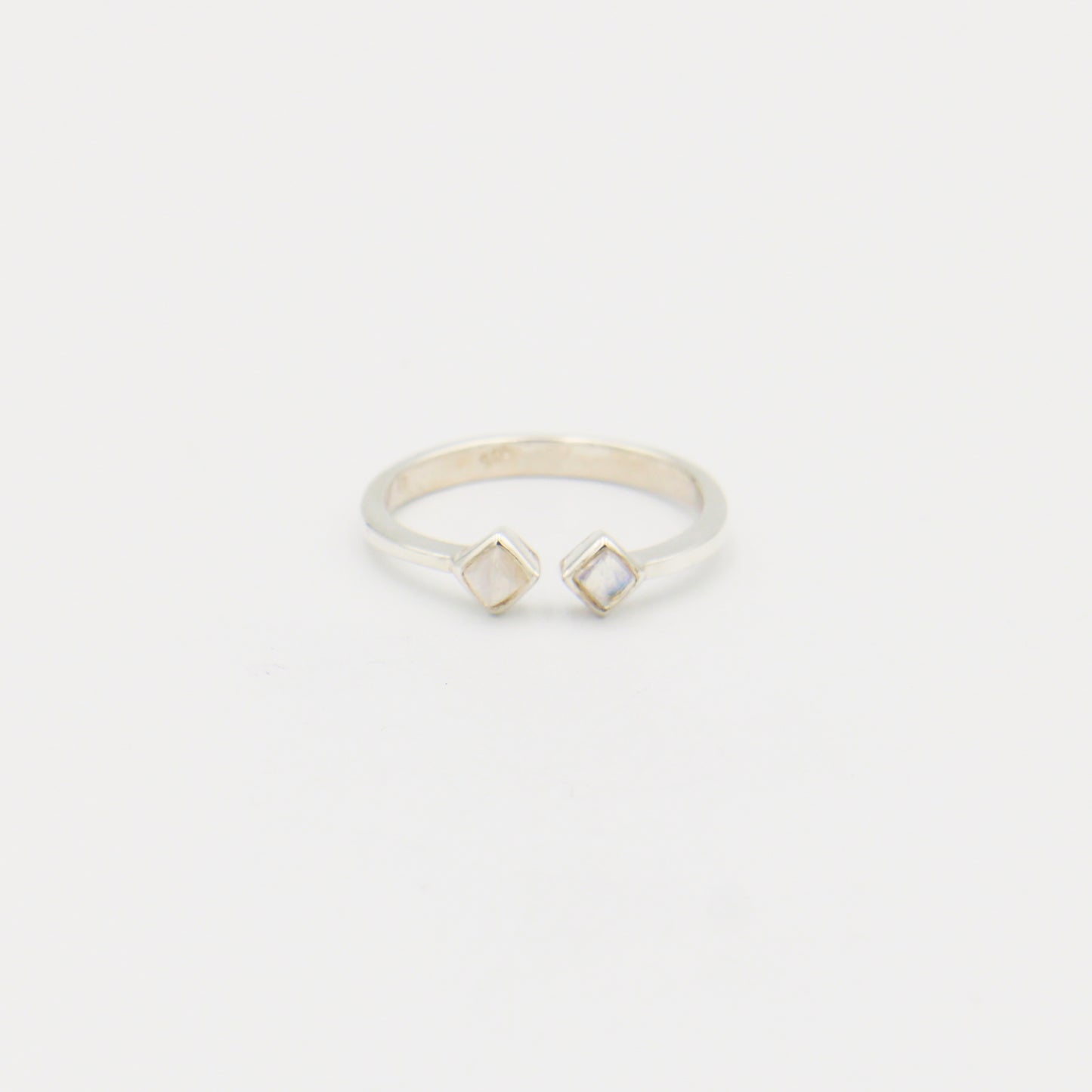 Moonstone Two Tiny Squares Sterling Ring