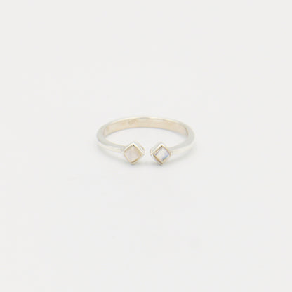 Moonstone Two Tiny Squares Sterling Ring