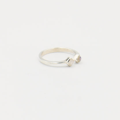 Moonstone Two Tiny Squares Sterling Ring