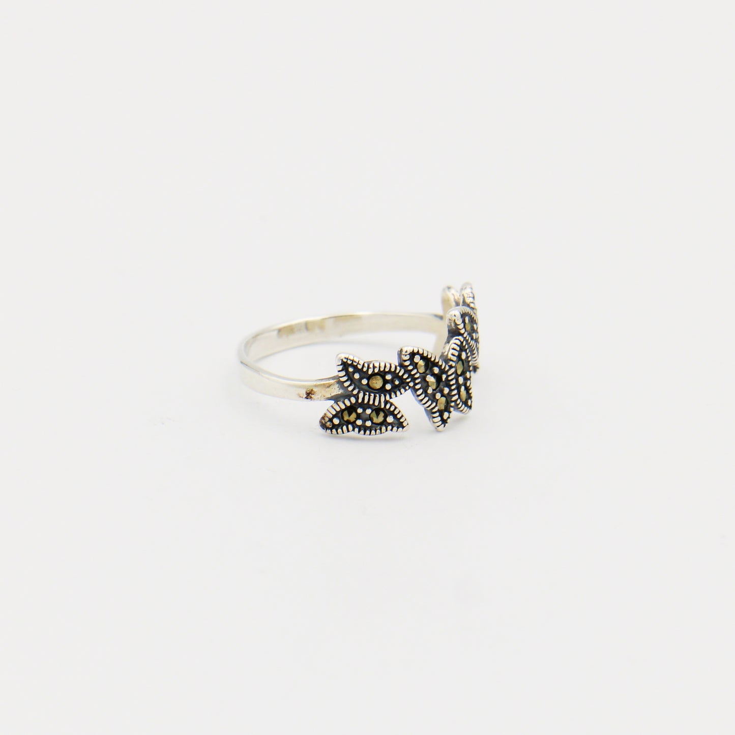 Sterling Silver Marcasite Butterflies Ring
