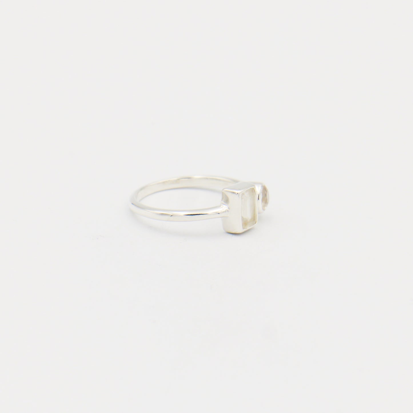 Blue Fire Moonstone Two-Stone Sterling Ring
