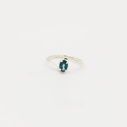 London Blue Topaz Dainty Oval Prong Set Bypass Sterling Ring Size 6