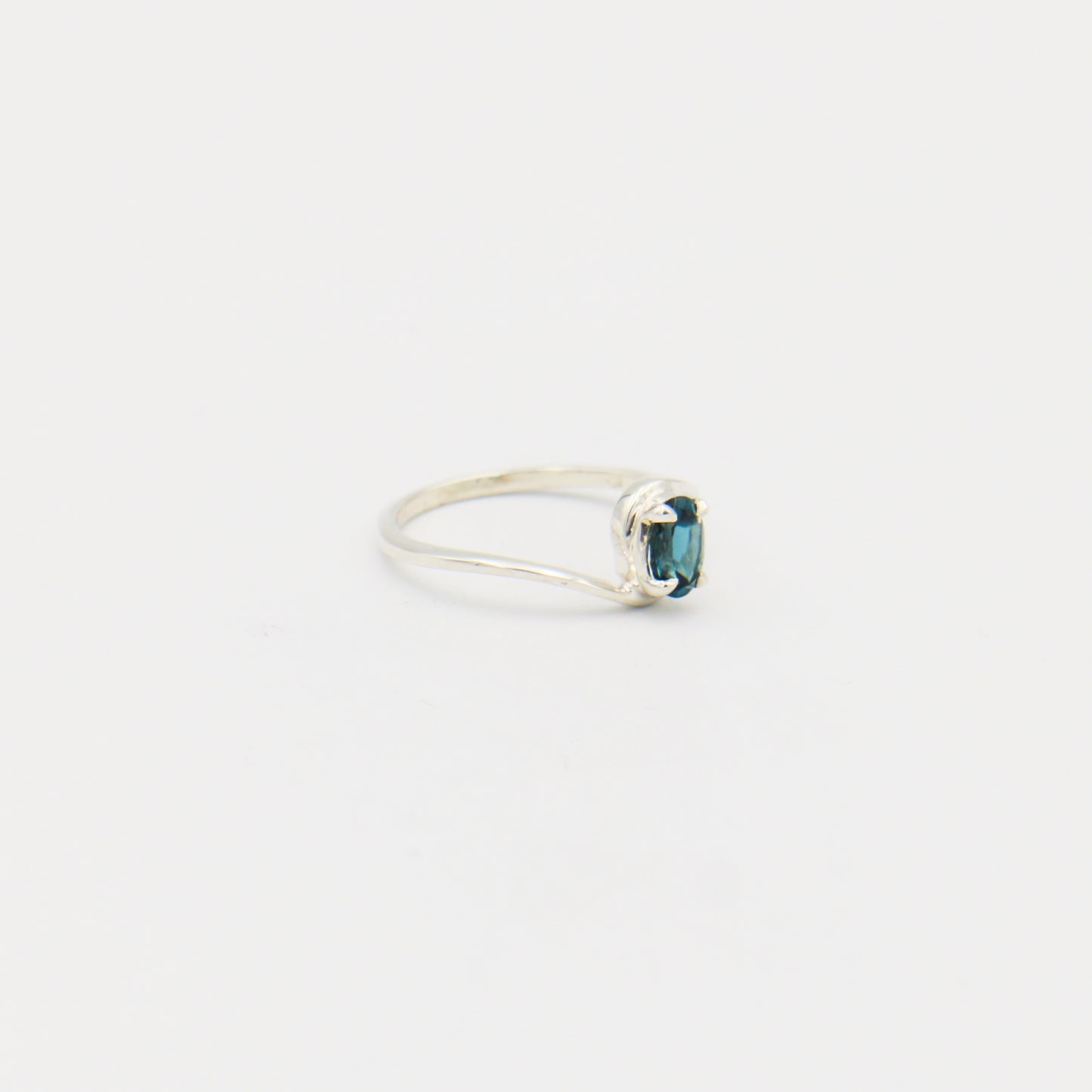 London Blue Topaz Dainty Oval Prong Set Bypass Sterling Ring Size 6