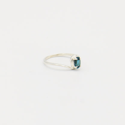 London Blue Topaz Dainty Oval Prong Set Bypass Sterling Ring Size 6