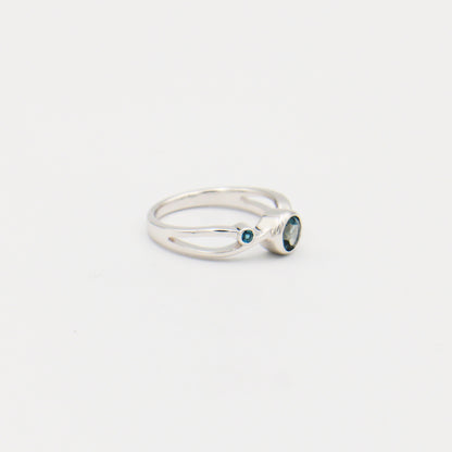 London Blue Round & Tiny Rounds Sterling Split Ring Size 7