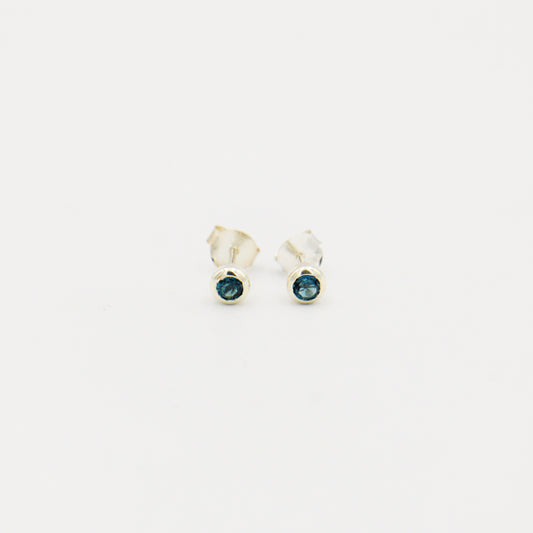 London Blue Topaz Sterling Bezel Studs 3mm