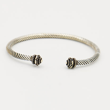Sterling Silver Twisted Cuff Bracelet with Finials