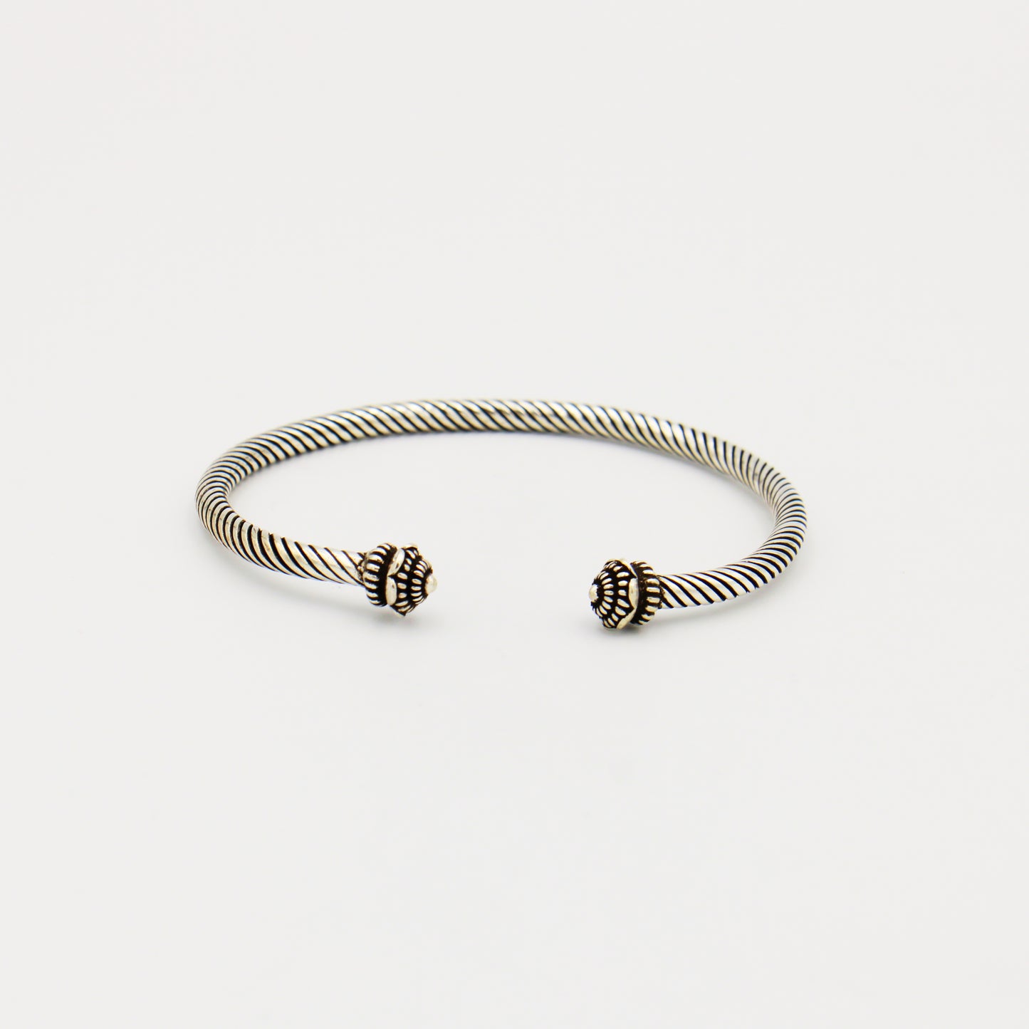 Sterling Silver Twisted Cuff Bracelet with Finials