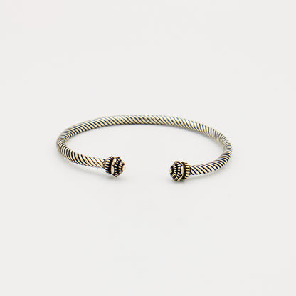 Sterling Silver Twisted Cuff Bracelet with Finials