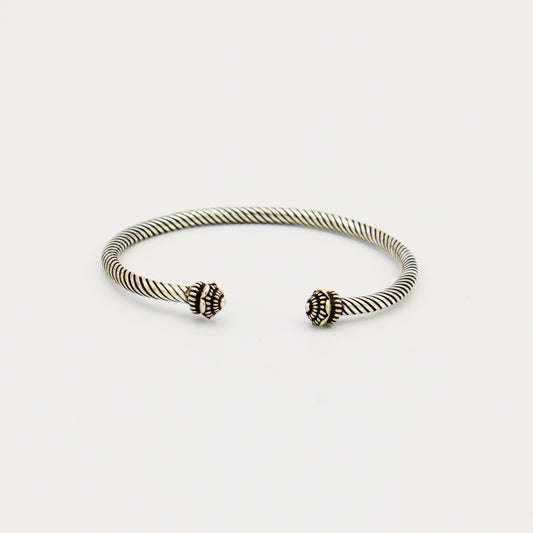Sterling Silver Twisted Cuff Bracelet with Finials