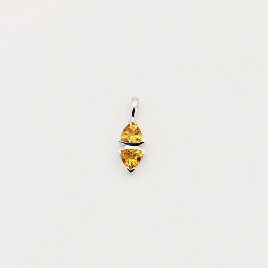 Citrine Double Trilliant Sterling Pendant