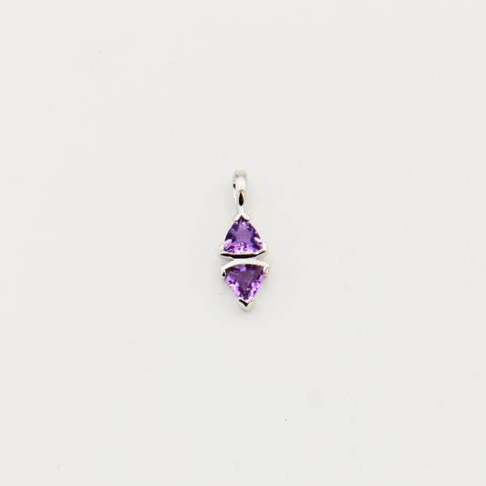Amethyst Double Trilliant Sterling Pendant