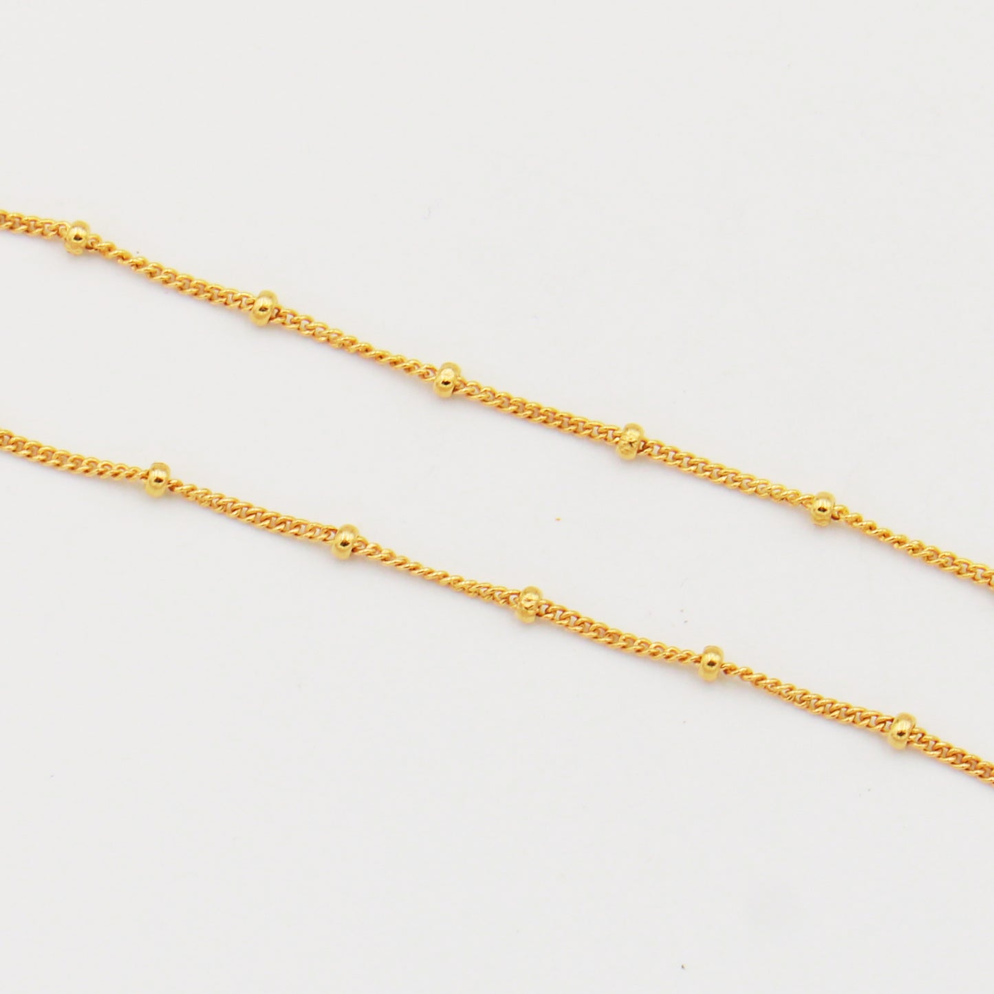 Dainty Curb Link and Beads Bracelet 7"