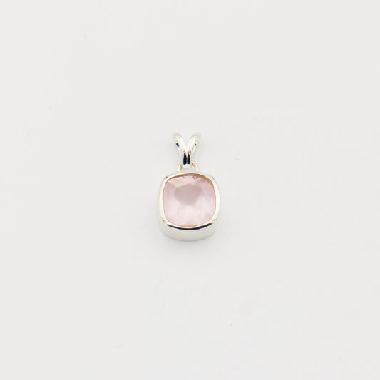 Rose Quartz Cushion Sterling Pendant