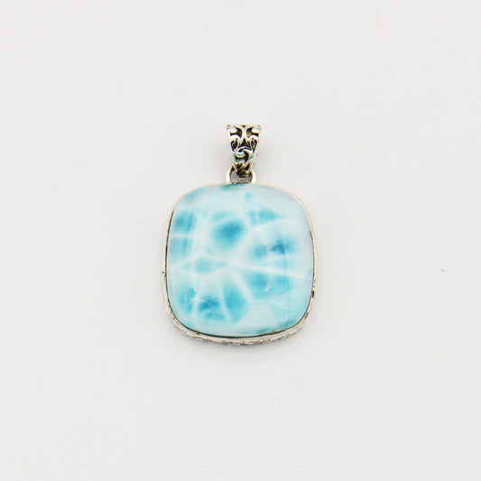 Larimar Large Cushion Sterling Pendant