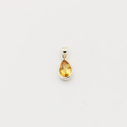 Citrine Pear Sterling Pendant