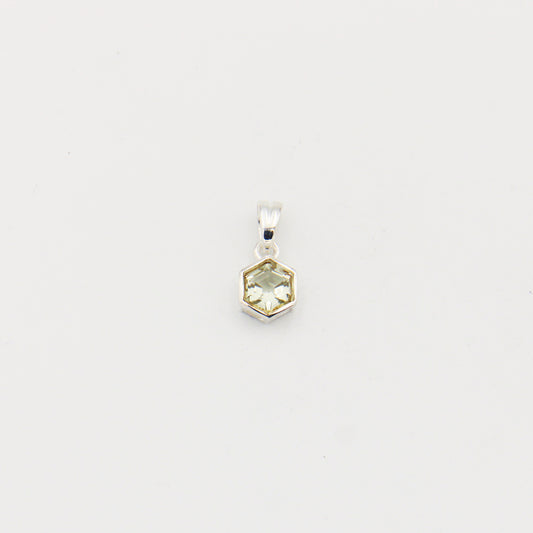 Green Amethyst Small Hexagonal Sterling Pendant