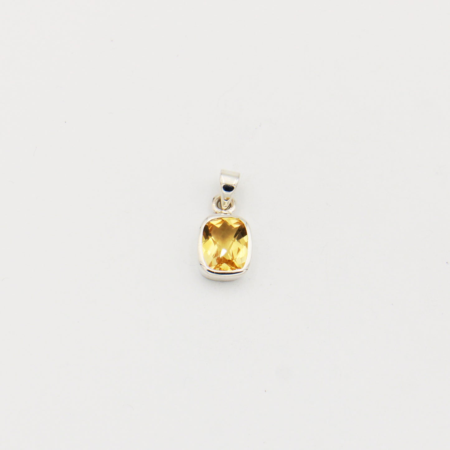 Citrine Rectangle Sterling Pendant