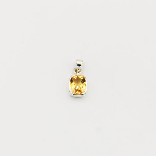 Citrine Rectangle Sterling Pendant