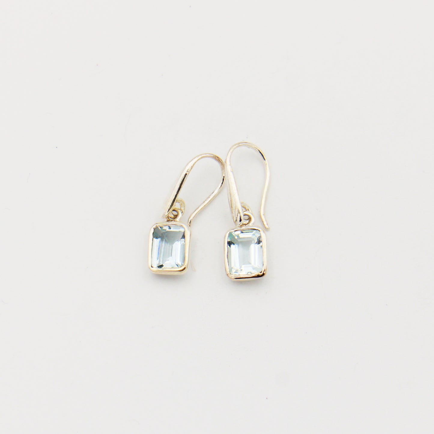 Aquamarine Emerald Cut Sterling Dangle Earrings