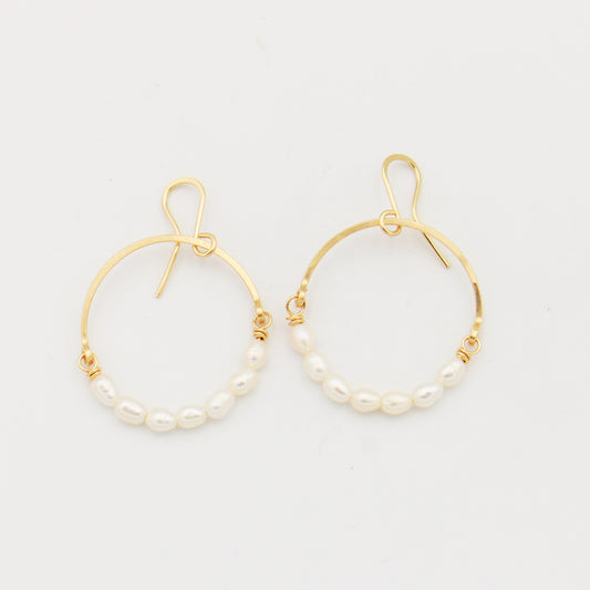 Freshwater Pearl GF Drop Hoops