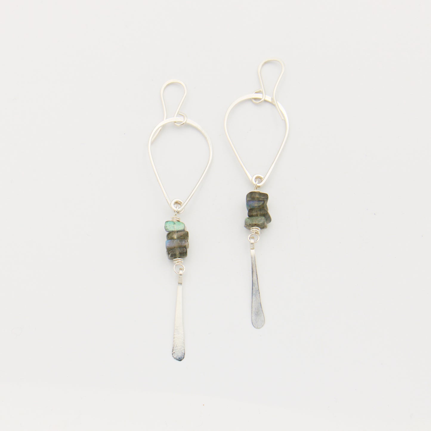 Labradorite Bead Stack Sterling Earrings